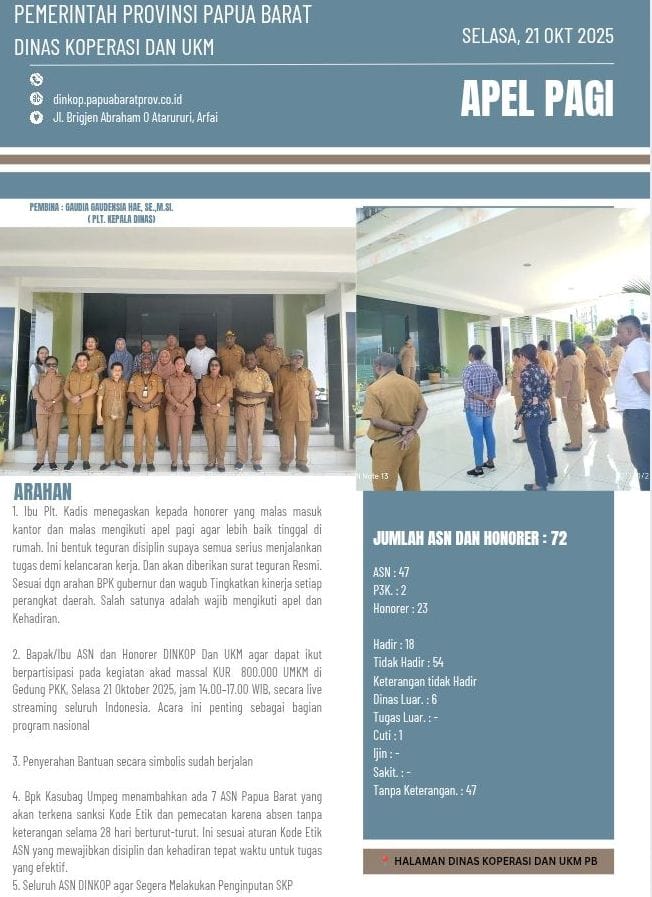 APEL PAGI, Selasa 21 Oktober 2025