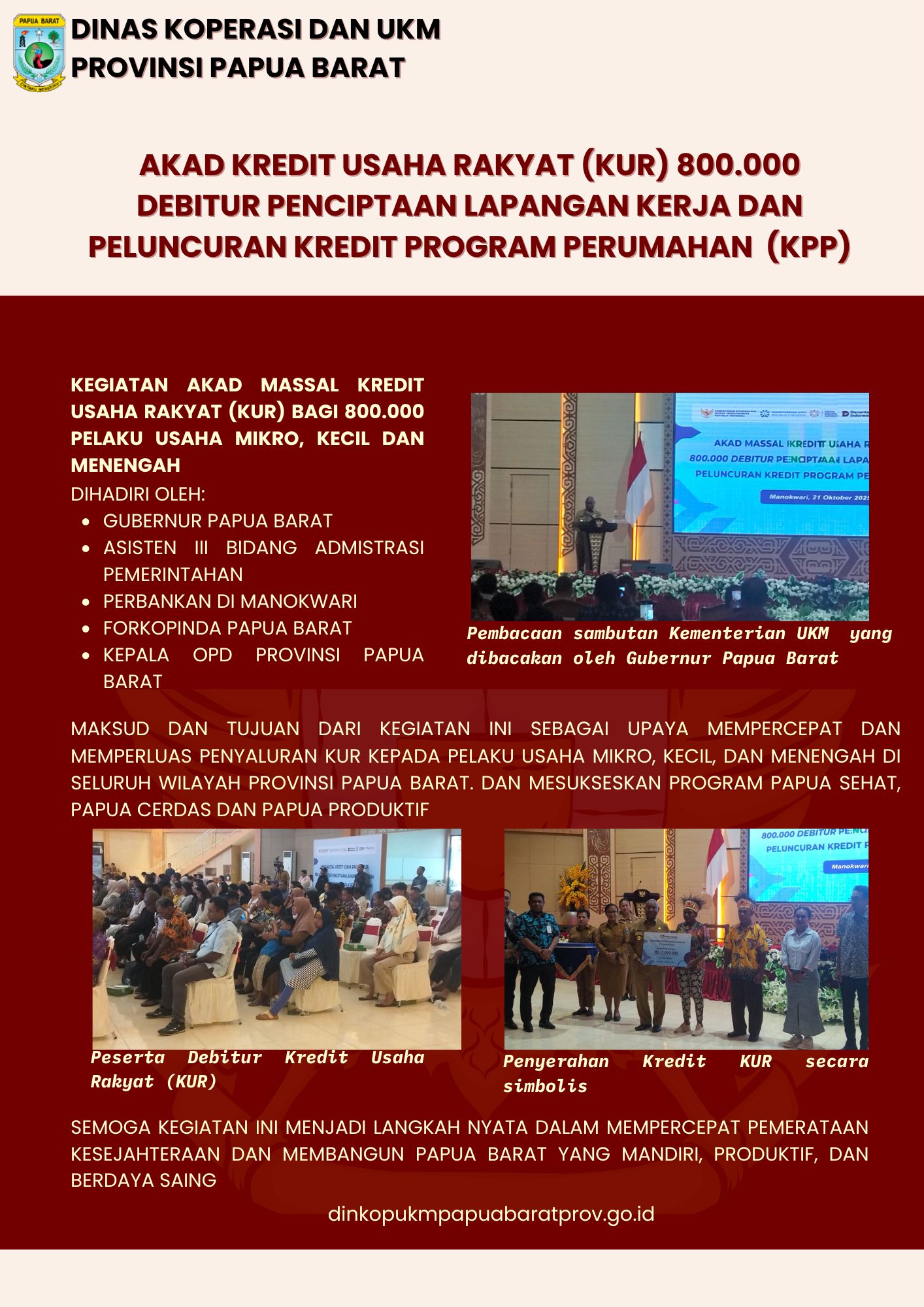 AKAD MASSAL KREDIT USAHA RAKYAT (KUR) BAGI 800.000 DEBITUR PENCIPTAAN LAPANGAN KERJA 